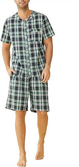 Men's Summer Cotton Pajamas Shorts Set
