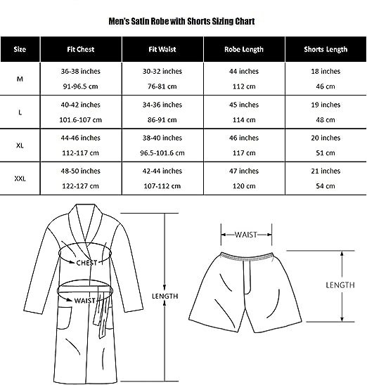 Men’s Satin Robe Lightweight Long Sleeve Silk Kimono Bathrobe with Shorts Set Sleepwear