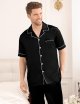 Men's Silk Satin Pajama Set Short Sleeve Classic Sleepwear Button Down Loungewear with Long Pants