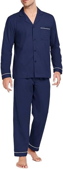 Mens 100% Cotton Pajamas Set Button Down  Knit Men's Sleepwear Adult Long Sleeve Loungewear